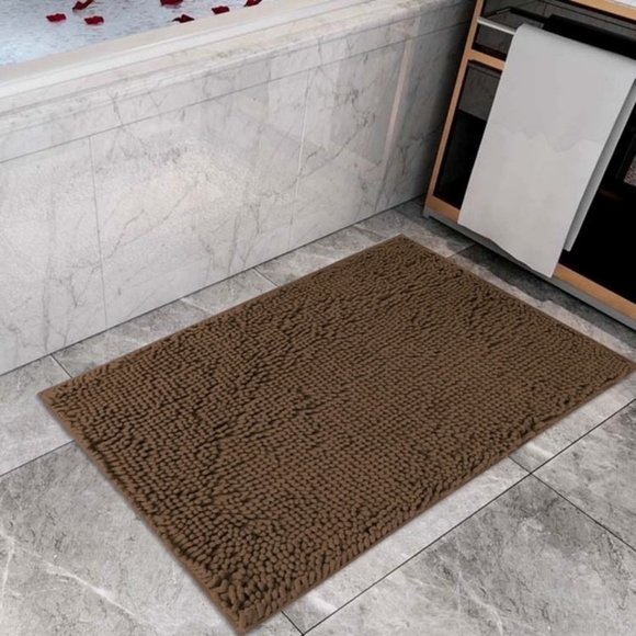 Chenille Brown Bath Mat 24 x 36 in By Catalina Home - Picture 1 of 4